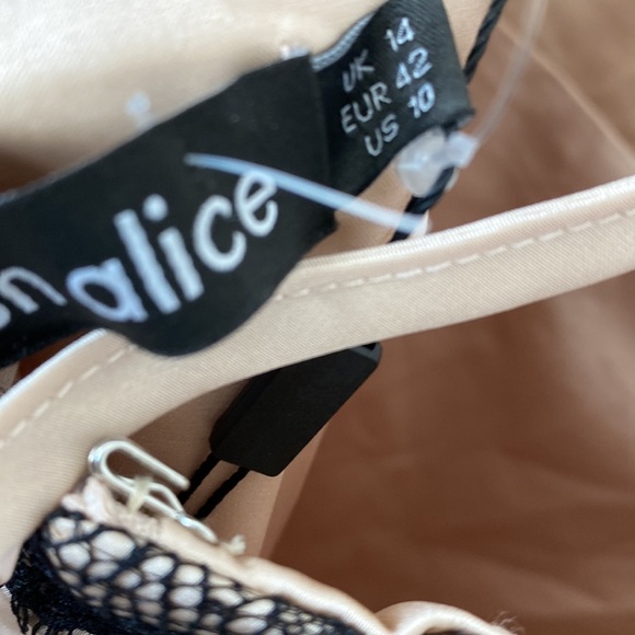 Lavish Alice Satin Slip Dress with Black Lace Detail Size: 10 - Picture 6 of 9